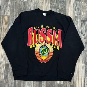 🔥🔥 Vintage 80s U.S.S.R. Russia Graphic‎ Crewneck Sweatshirt Size Large - EUC
